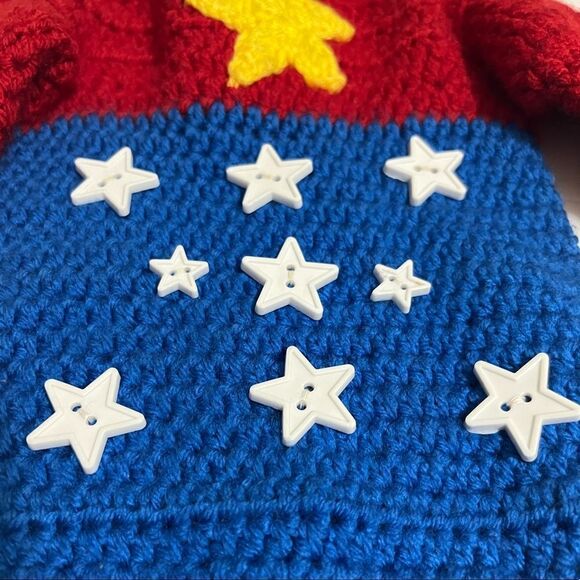 Baby Crochet Knitted Wonder Woman Sweater Onesie Costume Size 3 to 6 months - Picture 4 of 12